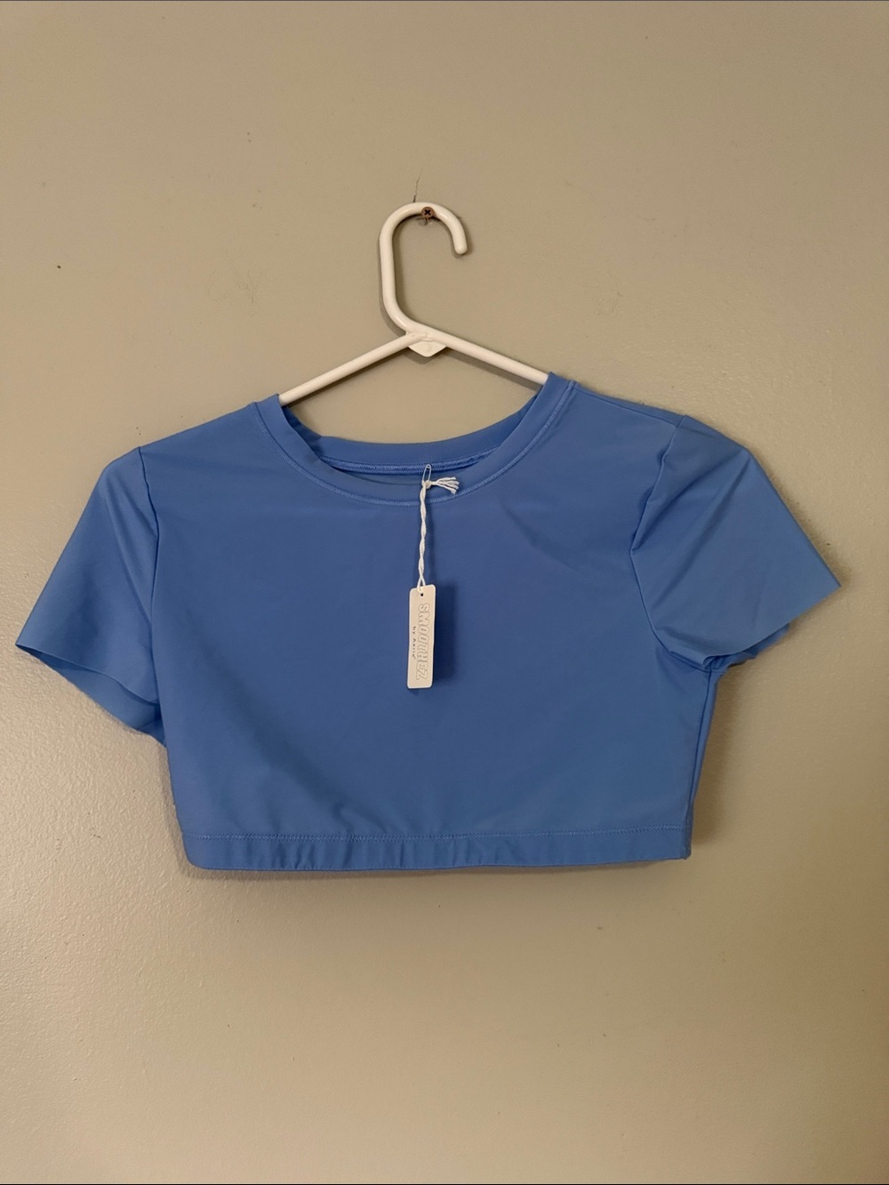 aerie Sky Blue Cropped Crew Tee